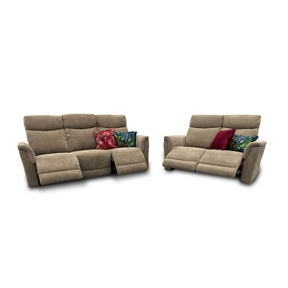 'Maude' Mocha Tight Weave Fabric 3 + 2 Power Recliner Sofa Set