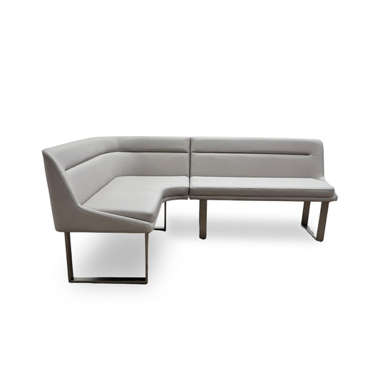 'Avorio' Neutral Faux Leather Left Hand Facing Corner Dining Bench