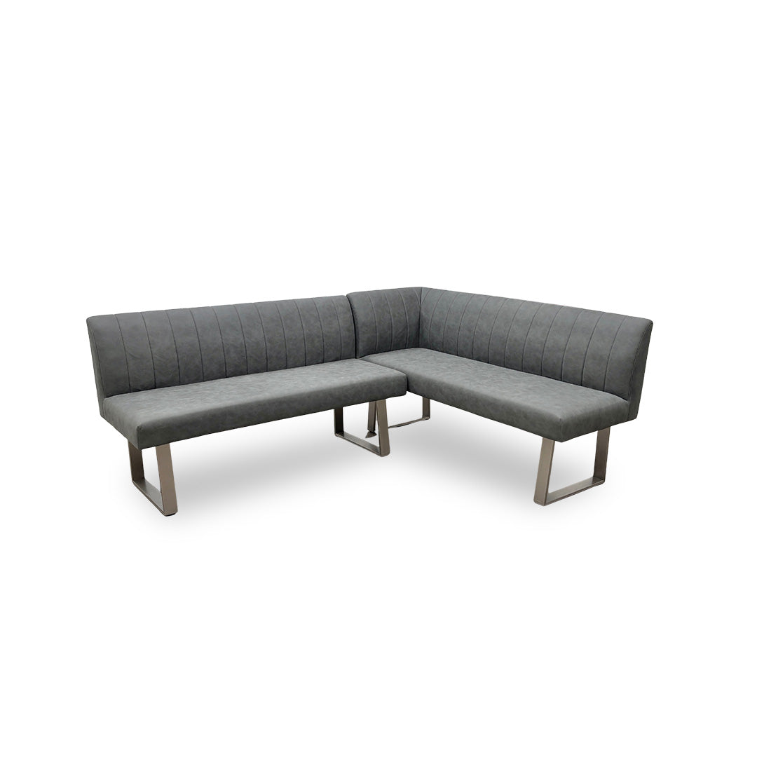 'Grigio' Grey Fabric Upholstery Right-Hand Facing Corner Dining Bench