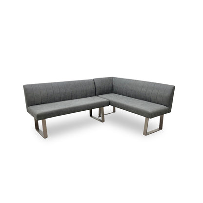 'Grigio' Grey Fabric Upholstery Right-Hand Facing Corner Dining Bench