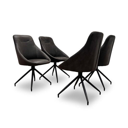 'Hendrix' Grey Faux Leather Set of 4 Dining Chairs