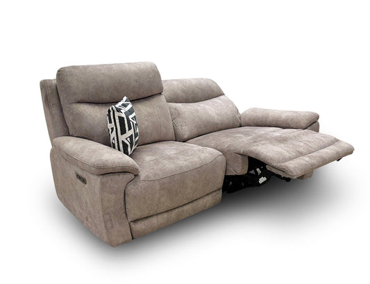 'Sloane' Marble Charcoal Grey Fabric 3 Seater Power Recliner Sofa