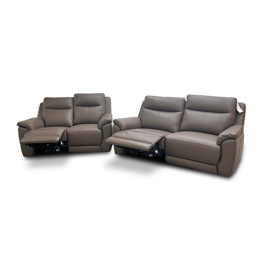'Bobby' Leather Cat-35/04 Oyster 3 + 2 Seater Power Recliner Sofa Set