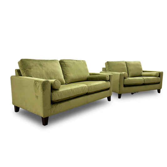 'Bailey' Artichoke Green Velvet 3 + 2 Seater Sofa Set