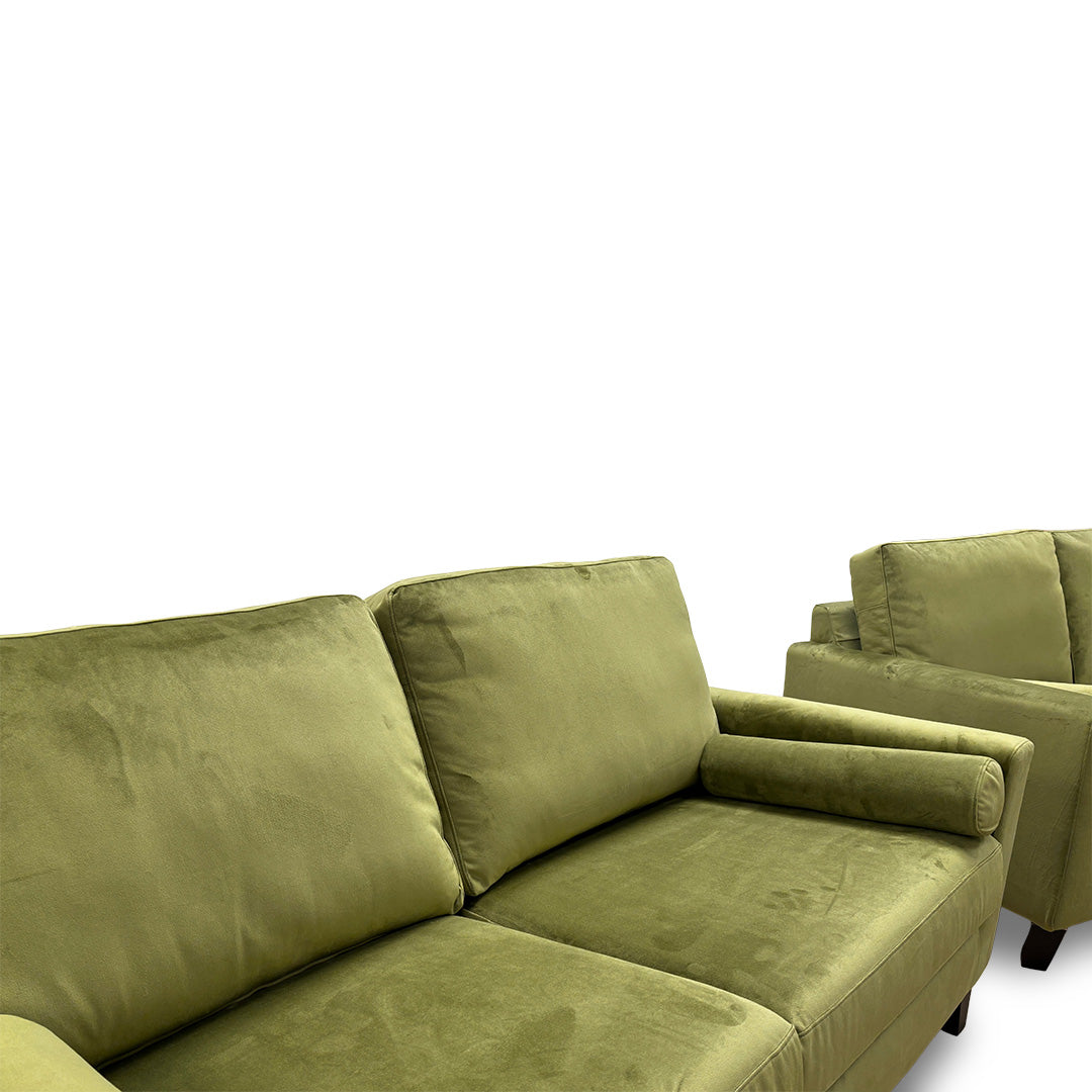 'Bailey' Artichoke Green Velvet 3 + 2 Seater Sofa Set