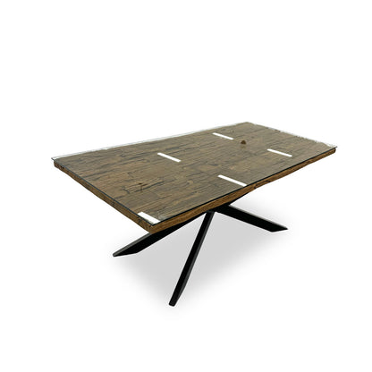 'Kiara' Reclaimed Wood Small 180cm Rectangular Dining Table with Black Legs