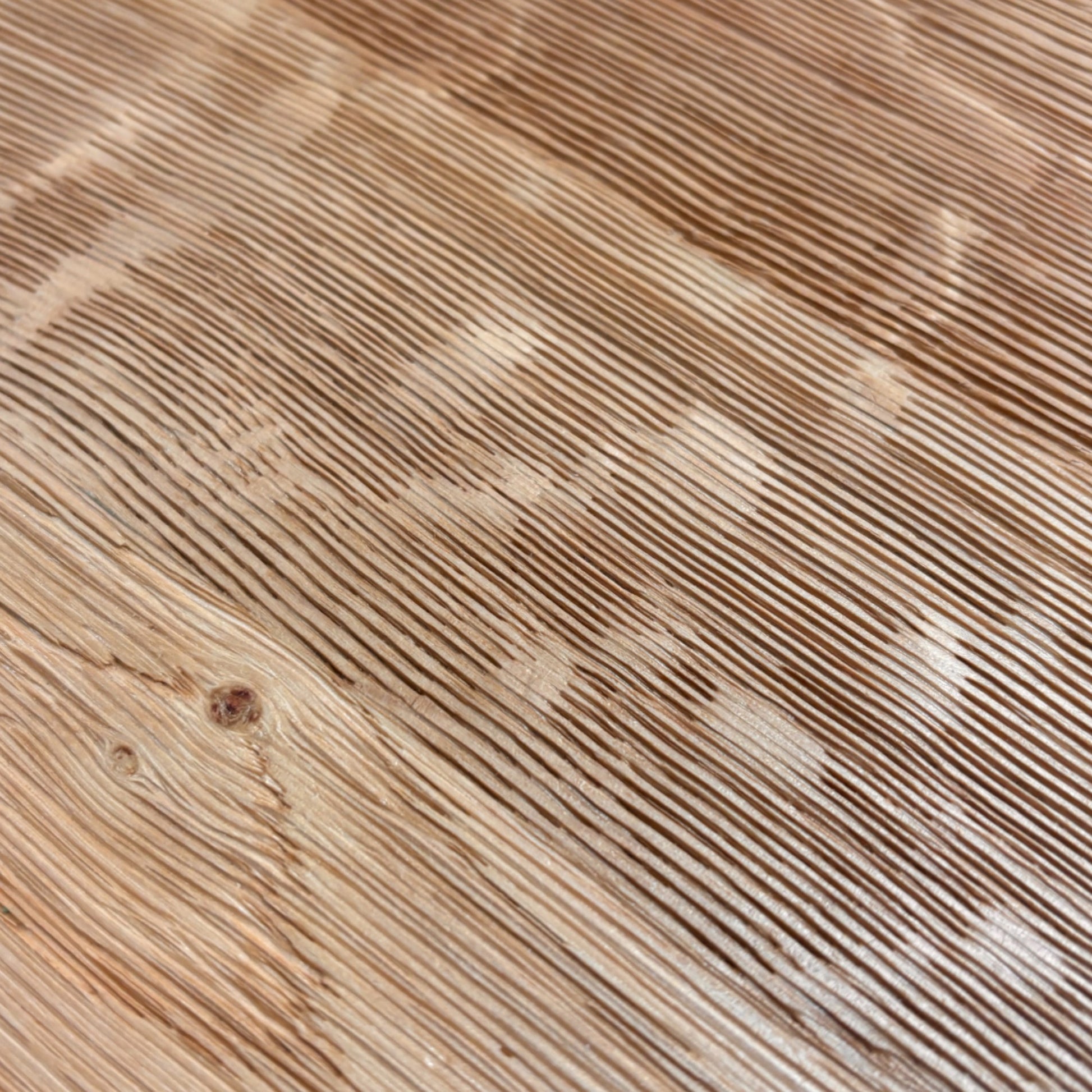 View focusing on the sturdy solid oak block legs and the construction of the Earth Dining Table base.