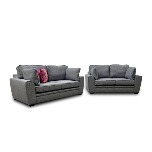 'Chalfont' Charcoal Tight Weave Fabric 3 + 2 Seater Sofa Set