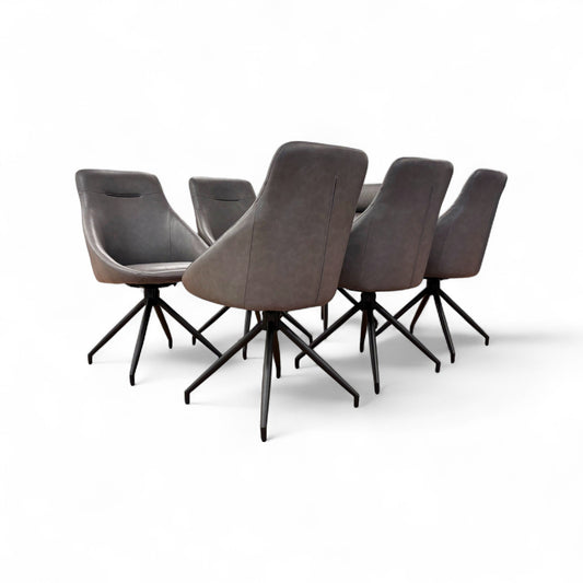 'Hendrix' Grey Faux Leather Set of 6 Dining Chairs