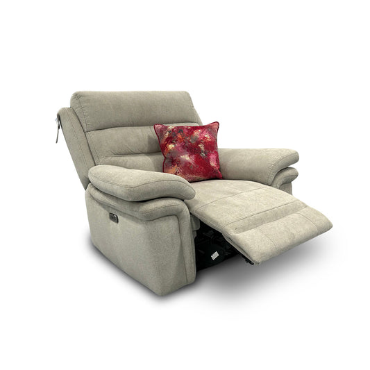 ‘Berlin’ Rosy Light Grey Rs-0102 Fabric Power Recliner Chair