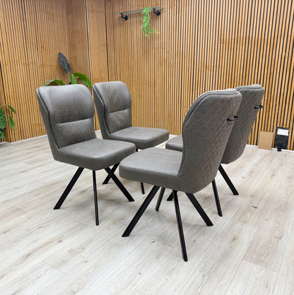 'Bodahl 'Terra' Steel Grey Fabric Set of 4 Swivel Dining Chairs Furniture Village