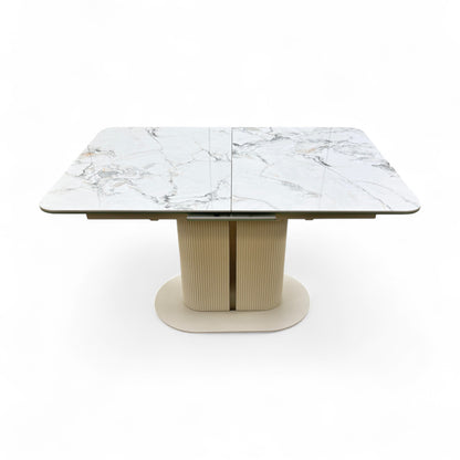 Avorio_ Marble Effect Ceramic Top 130cm Pop-Up Extending Dining Table