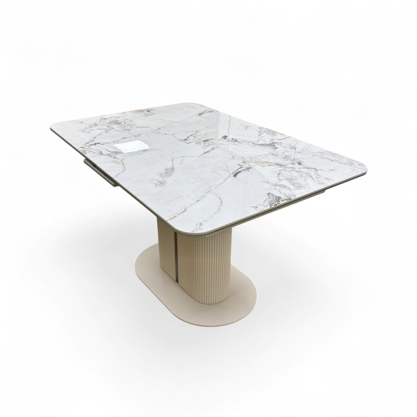 Avorio_ Marble Effect Ceramic Top 130cm Pop-Up Extending Dining Table