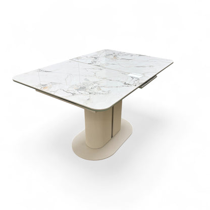 Avorio_ Marble Effect Ceramic Top 130cm Pop-Up Extending Dining Table