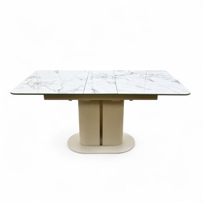 Avorio_ Marble Effect Ceramic Top 130cm Pop-Up Extending Dining Table
