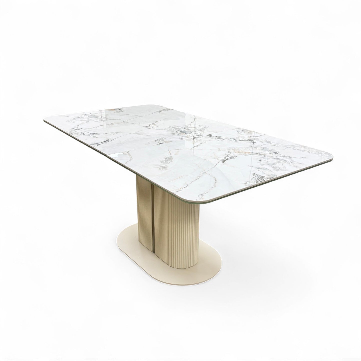 Avorio_ Marble Effect Ceramic Top 130cm Pop-Up Extending Dining Table