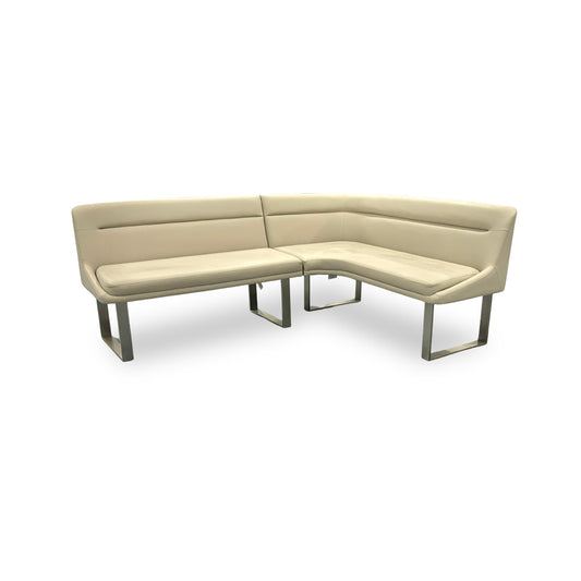 'Avorio' Neutral Faux Leather Right Hand Facing Corner Dining Bench