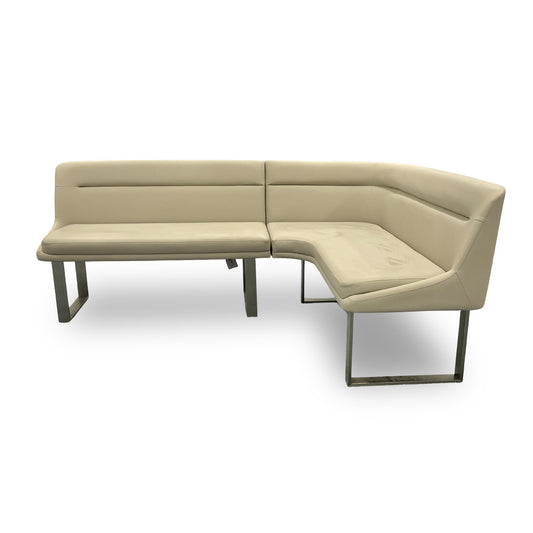 'Avorio' Neutral Faux Leather Right Hand Facing Corner Dining Bench