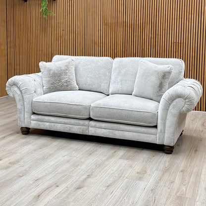 Ideal Home ‘Cotswold’ Burford Platinum Grey Fabric Set: 3 + 3 Seater Classic Back Split Frame Sofa with Bench Footstool