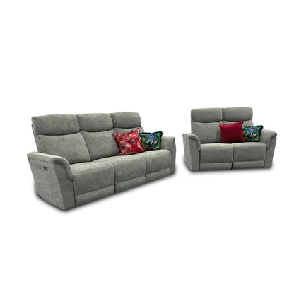 'Maude' Grey Tight Weave Fabric 3 + 2 Power Recliner Sofa Set