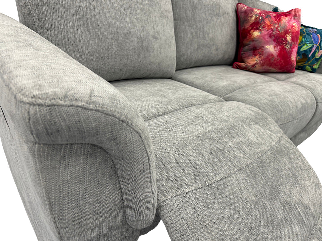 'Maude' Grey Tight Weave Fabric 3 + 2 Power Recliner Sofa Set