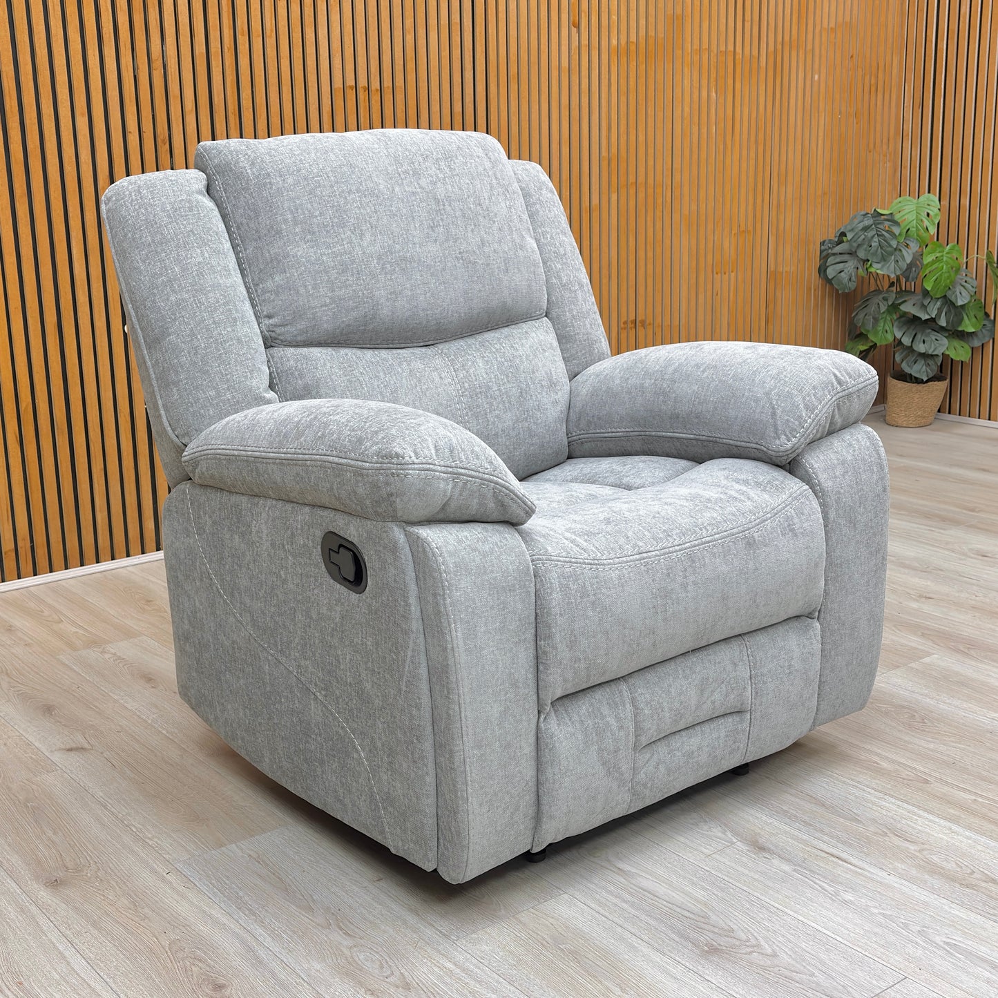 ‘Weston' Grey Tight Weave Fabric Manual Recliner Chair