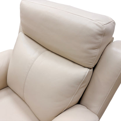 'Sienna' Bone China Leather Power Recliner Armchair with Power Headrest + Small Storage Footstool