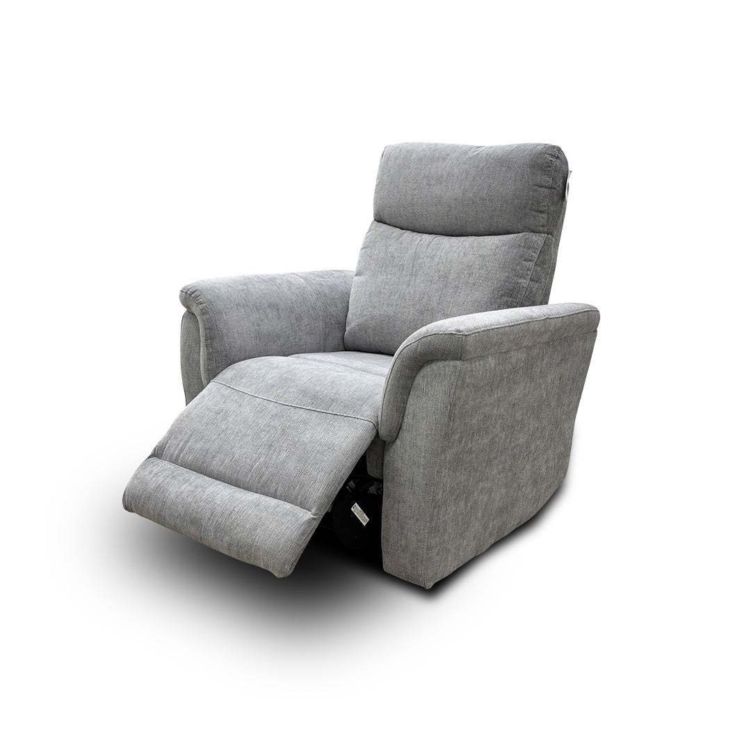 'Maude' Grey Tight Weave Fabric Power Recliner Chair