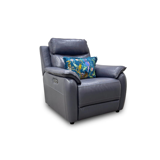 'Oslo' Lavender Grey Leather Power Recliner Armchair with Power Headrest
