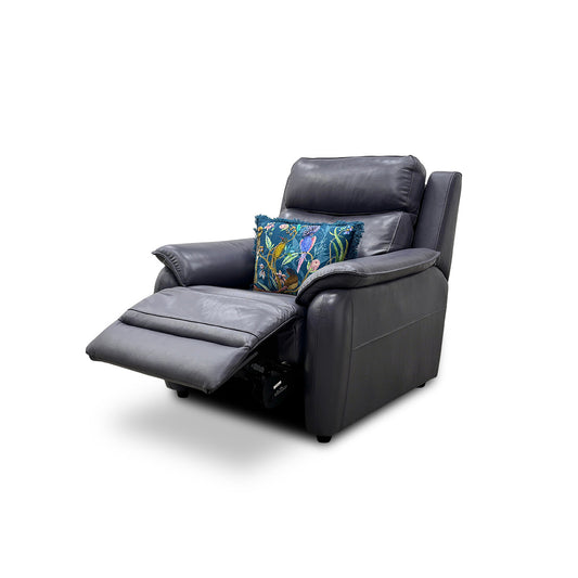 'Oslo' Lavender Grey Leather Power Recliner Armchair with Power Headrest
