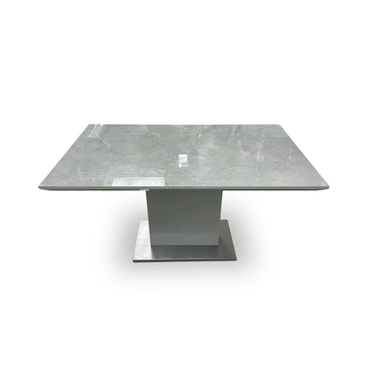 ‘Grigio' Glossy Marble-Effect Fixed Dining Table
