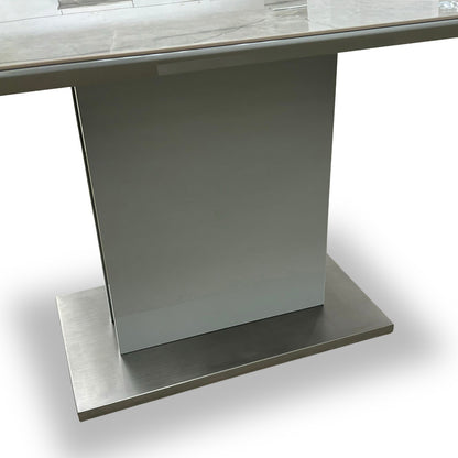 ‘Grigio' Glossy Marble-Effect Fixed Dining Table