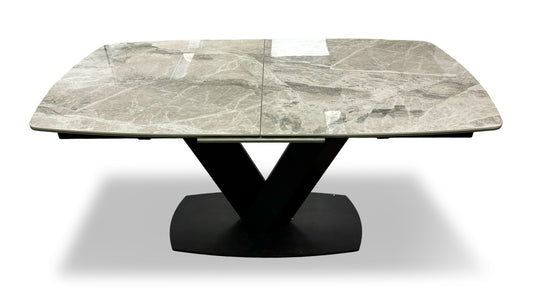 'Merlin' Marble Effect Ceramic Top Large Pop Up Extending Dining Table