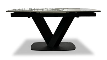 'Merlin' Marble Effect Ceramic Top Large Pop Up Extending Dining Table