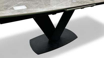 'Merlin' Marble Effect Ceramic Top Large Pop Up Extending Dining Table