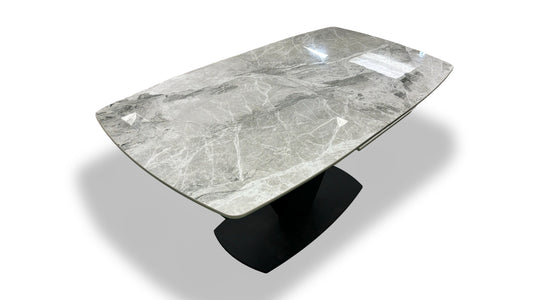 Merlin' Marble Effect Ceramic Top Large Pop Up Extending Dining Table