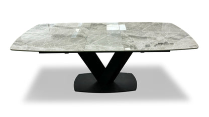 'Merlin' Marble Effect Ceramic Top Large Pop Up Extending Dining Table