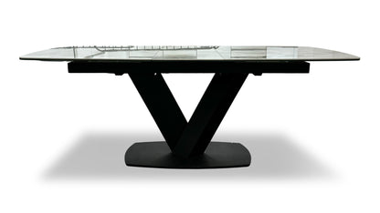 Merlin' Marble Effect Ceramic Top Large Pop Up Extending Dining Table