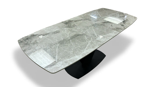 Merlin' Marble Effect Ceramic Top Large Pop Up Extending Dining Table