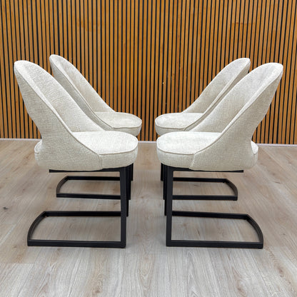 'Tiber' Alabaster Beige Fabric Cantilever Dining Chairs - Set of 4