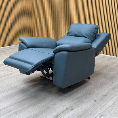 ‘Utah’ Midnight Jade Teal Matte Le-9324 Leather Power Recliner Armchair with  Power Headrest, Power Lumbar and Heated Seat