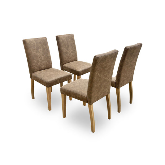 'Augusta' Taupe Nubuck-look Upholstery Dining Chairs - Set of 4