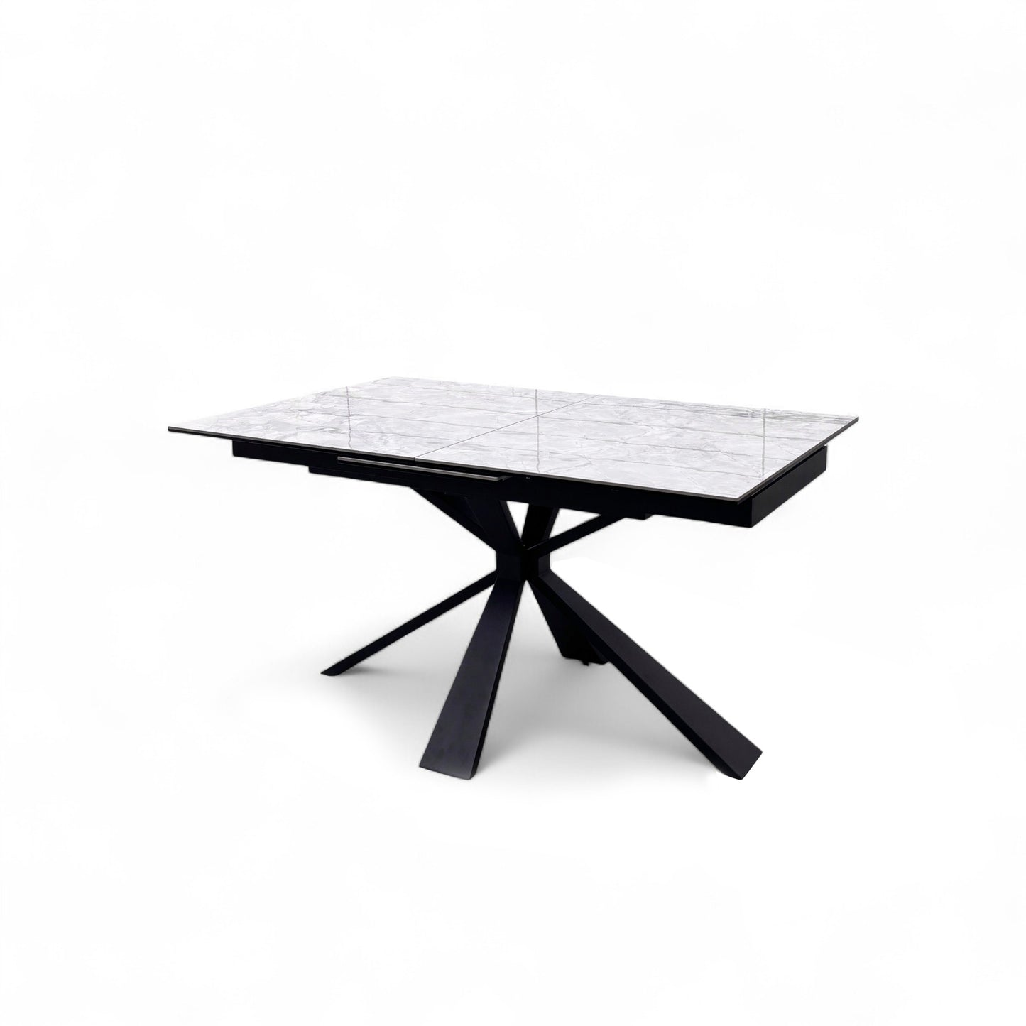 Close-up of the smooth, high-gloss white ceramic tabletop surface.