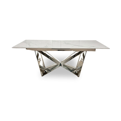 ‘Marvel’ Chrome Ceramic Top Large Extending Dining Table - 200cm