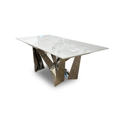 ‘Marvel’ Chrome Ceramic Top Large Extending Dining Table - 200cm