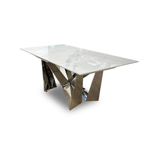 ‘Marvel’ Chrome Ceramic Top Large Extending Dining Table - 200cm