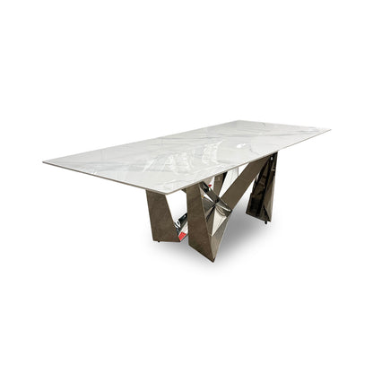 ‘Marvel’ Chrome Ceramic Top Large Extending Dining Table - 200cm