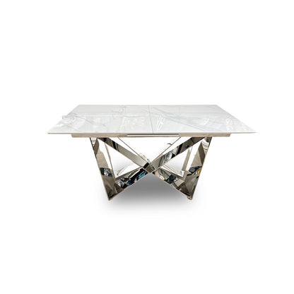 ‘Marvel’ Chrome Ceramic Top Small Extending Dining Table - 160cm