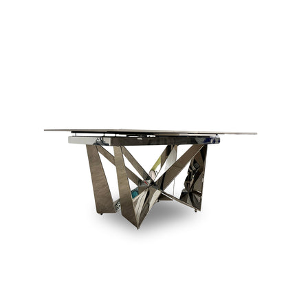 ‘Marvel’ Chrome Ceramic Top Small Extending Dining Table - 160cm