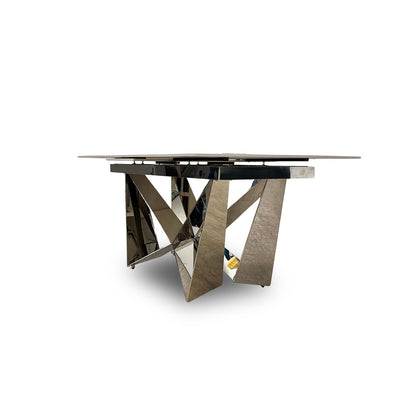 ‘Marvel’ Chrome Ceramic Top Small Extending Dining Table - 160cm